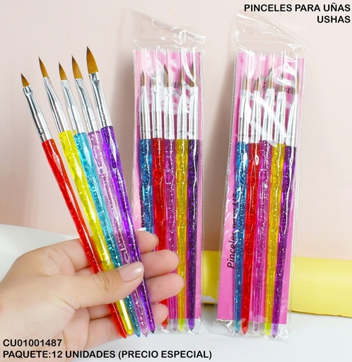 [CU01001487] KIT DE PINCELES P/ UÑAS ALEJANDRA 5 PIEZAS RCB0023