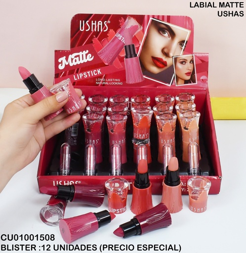 [CU01001508] LABIAL  MATTE USHAS SURTIDOS LP2292