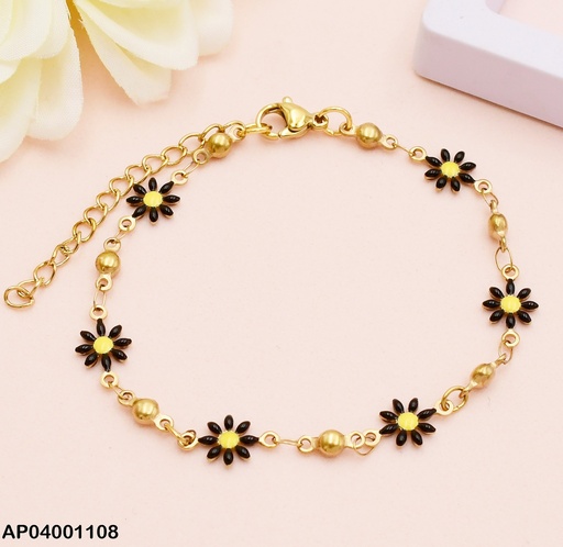 [AP04001108] PULSERAS 6 FLORES NEGRAS  8 PETALOS 072953-180