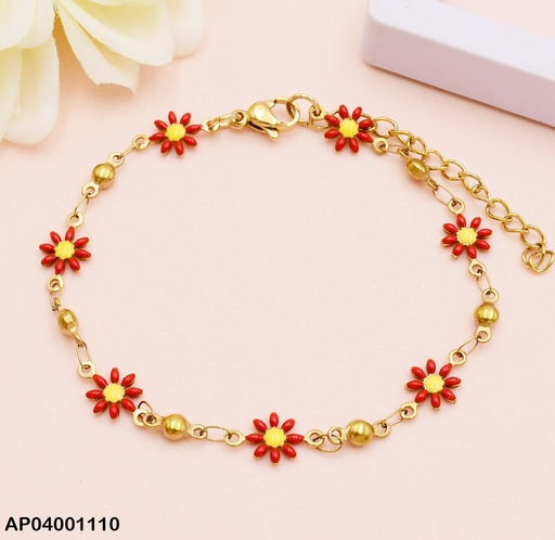 [AP04001110] PULSERAS 6 FLORES ROJAS  8 PETALOS 072949-180