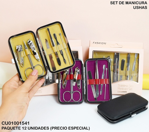 [CU01001541] SET MANICURA 7PCS ESTUCHE METÁLICO USHAS CT222