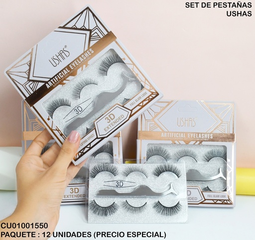 [CU01001550] PESTAÑAS ARTIFICIALES 3 PARES 3D EXTENDED USHAS CT482