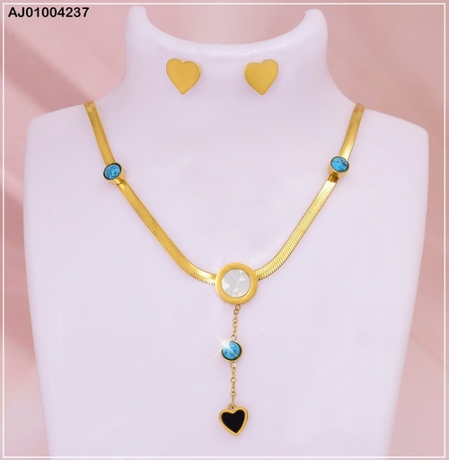 [AJ01004237] JUEGO ARETES / DIJE CORAZON RELOJ CONCHA NACAR/  073127-W12