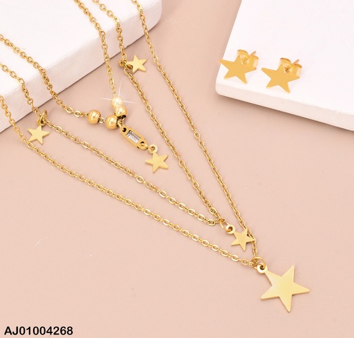[AJ01004268] JUEGO 3 CAD. DIJE ESTRELLAS ARETES ESTRELLAS (P.E.NOV2025)