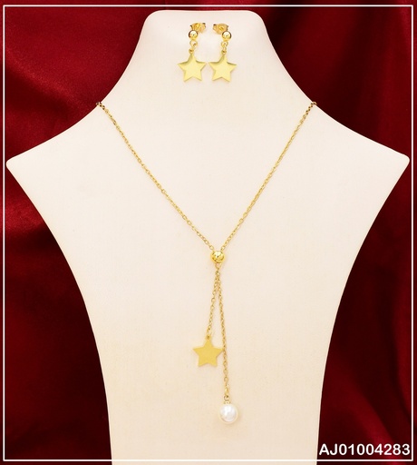 [AJ01004283] JUEGO ARETES ESTRELLA COLGAR DIJE ESTRELLA PERLA