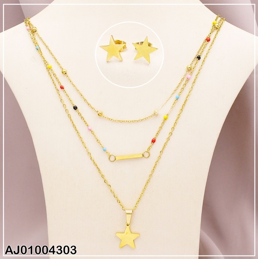 [AJ01004303] JUEGO ARETES ESTRELLA 3 CADENAS DIJE ESTRELLA  072728 (P.E.NOV2025)