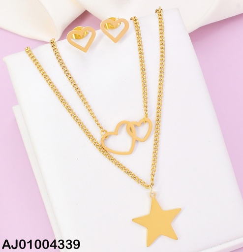 [AJ01004339] JUEGO ARETES CROQUI CORAZON CAD. DOBLE DIJE ESTRELLA 073371 (P.E.NOV2025)