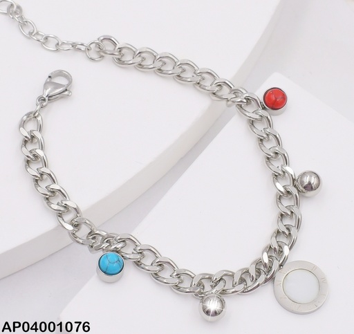 [AP04001076] PULSERA PLATEADA 3 ⭕/2 PELOTITAS 0735182