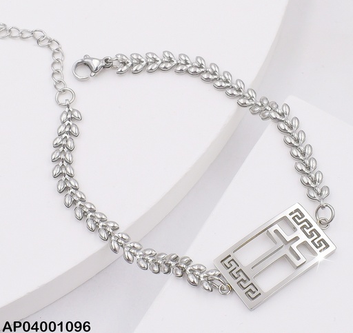 [AP04001096] PULSERA PLATEADA PLACA CRUZ 0713292-W02