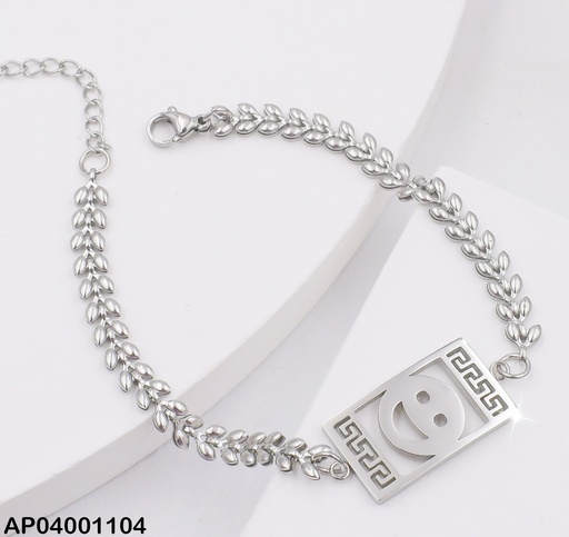 [AP04001104] PULSERA PLATEADA  PLACA CARITA  0713322