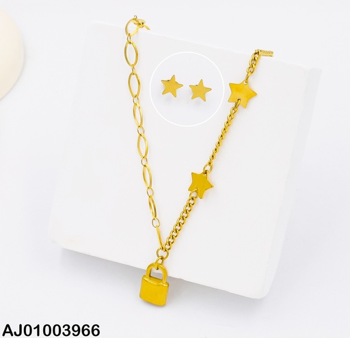 [AJ01003966] JUEGO ARETES ESTRELLA DIJE CANDADO 0735651 (P.E.NOV2025)