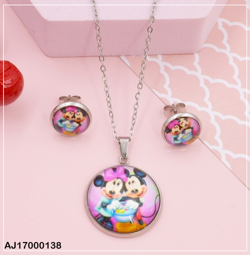 [AJ17000138] JUEGO PLATEADO RD MINNIE-MICKEY ABRAZADOS 0715752