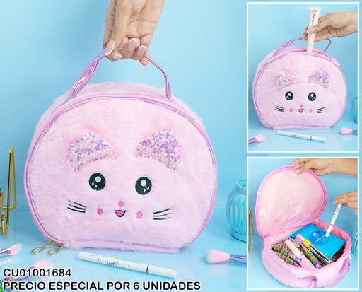 [CU01001684] COSMETIQUERA ROSA MALETITA GATITA PELUCHE F1-10912-6-B