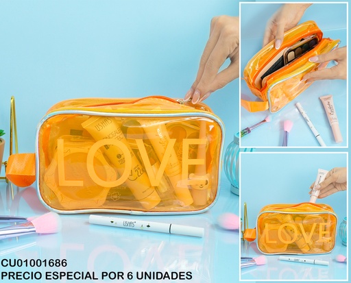 [CU01001686] COSMETIQUERA (TRANSP)"LOVE" COL.SURTIDOS F1-10912-1