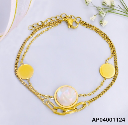 [AP04001124] PULSERA DOBLE PLACAS RD CENTRO BLANCA 0742321