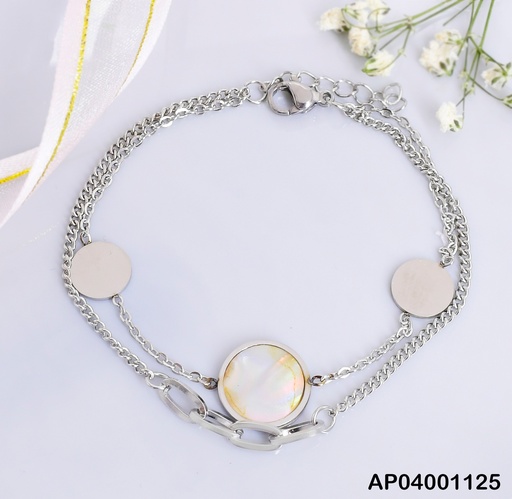 [AP04001125] PULSERA PLAT. DOBLE PLACAS RD CENTRO BLANCA 0742322