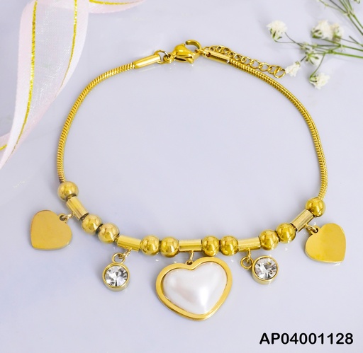 [AP04001128] PULSERA FINA PELOTITAS/CILINDROS CENTRO🤍 0747631