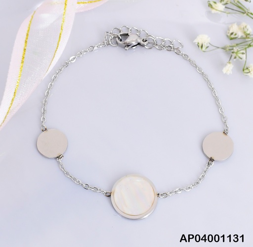 [AP04001131] PULSERA PLAT. FINA PLACAS RD CENTRO BLANCA 0741952