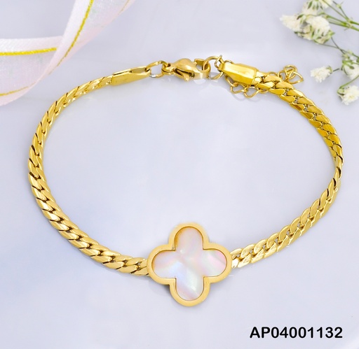 [AP04001132] PULSERA MARTILLADA CENTRO FLOR BLANCA 4PET.0742091