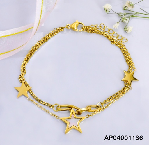 [AP04001136] PULSERA DOBLE ESTRELLAS/2 PLACAS-BLANCA 0742361
