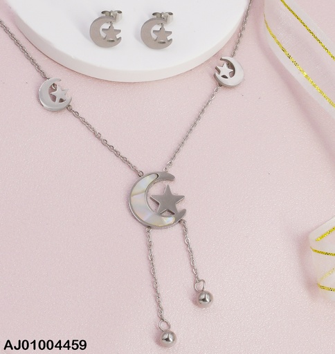[AJ01004459] JUEGO PLAT./CADENA MEDIA LUNA C/ESTRELLA.DIJE:NÁCAR 0747412