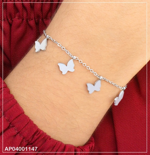 [AP04001147] PULSERA PLAT. FINA C/PLACAS MARIPOSAS COLGANTES 0747982