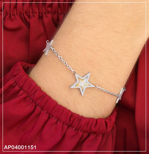 [AP04001151] PULSERA PLAT. FINA ESTRELLAS 2 PLACAS/1 NACAR 0741942