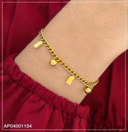 [AP04001154] PULSERA RECT.VERTICALES/2 PELOTITAS DOR.0747871