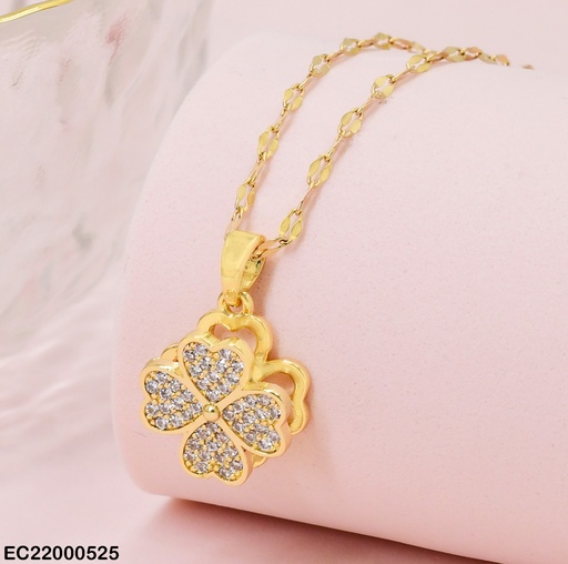 [EC22000525] CADENA DIJE TREBOL 4 HOJAS ZIRC. GIRATORIO