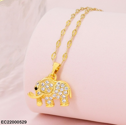 [EC22000529] CADENA DIJE ELEFANTE ZIRCONIAS  C/COLMILLOS