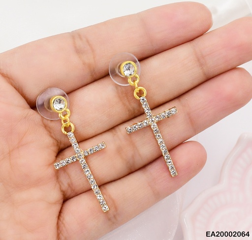 [EA20002064] ARETES COLGAR GRANDE CRUZ ZIRCONIAS