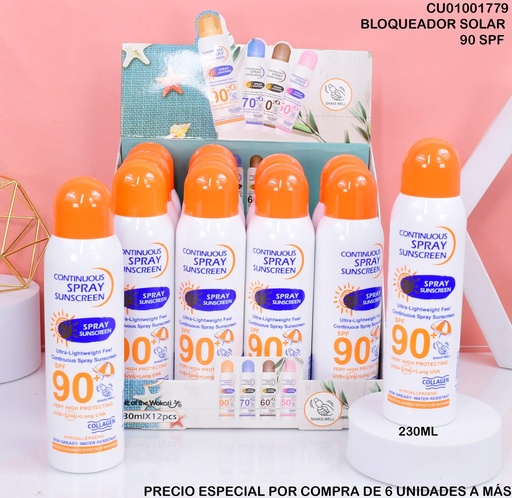 [CU01001779] BLOQUEADOR SOLAR  SPRAY  90+ UVB+UVA+UVALARGO # WKL542