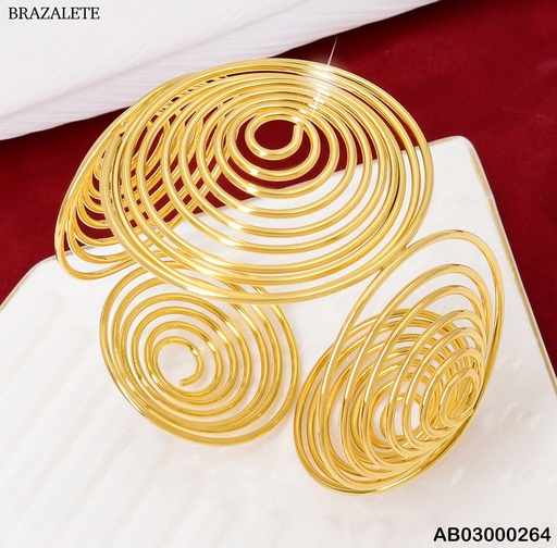 [AB03000264] BRAZALETE ZIRC. ESPIRALES LISAS DORADAS   BA066-45