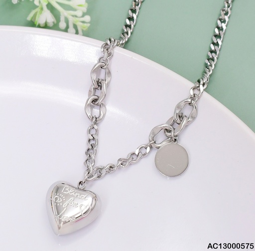 [AC13000575] CADENA MARTILLADA DIJE CORAZON "BLIND FOR LOVE" CA062-45