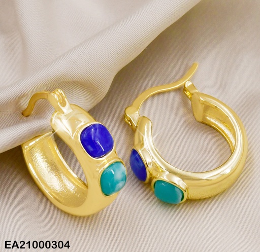 [EA21000304] ARETES GRUESO LISO CON FORMA AZUL/CELESTE  EE113-9