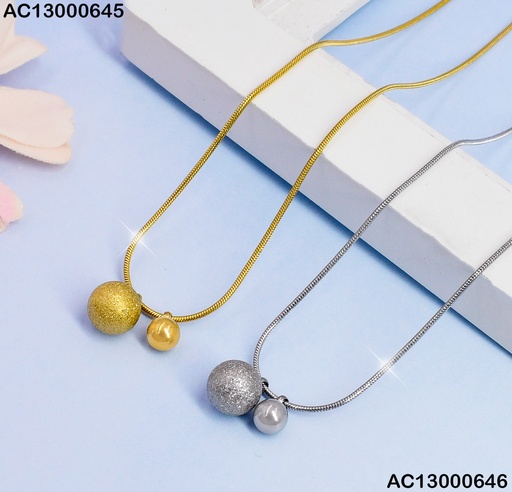 [AC13000645] CADENA DIJE DOBLE PELOTITA LISA/CORRUGADA CA120-45