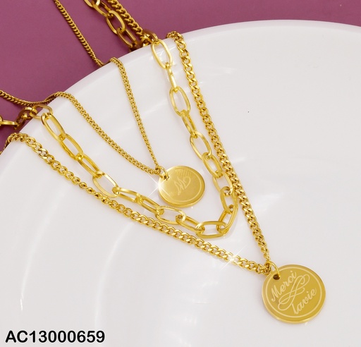 [AC13000659] CADENA TRIPLE DIJE MERCI LAVIE CA135-45