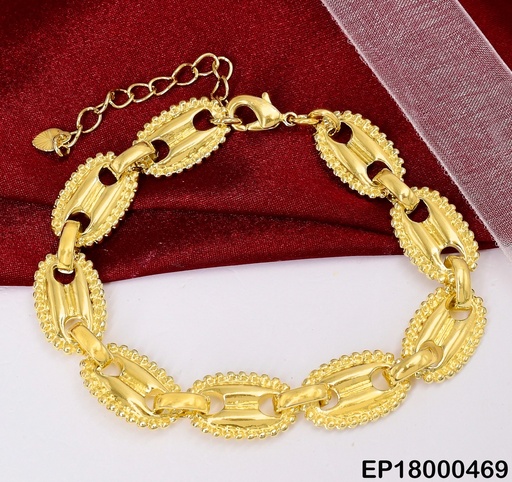 [EP18000469] PULSERA ESLABONES OVALOS GRABADOS RELLENOS