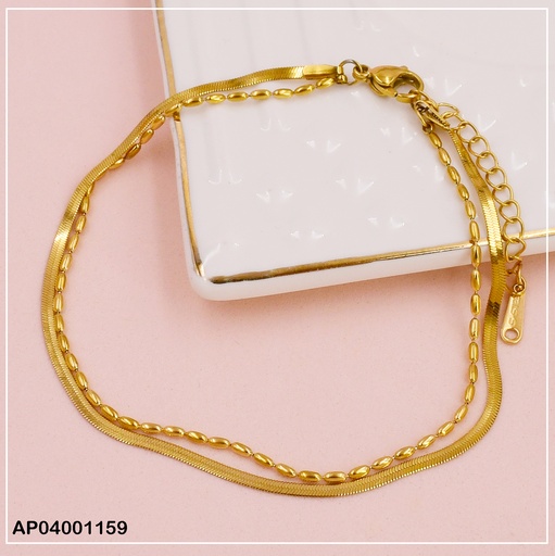 [AP04001159] PULSERA DOBLE:PLANA SERPIENTE/CILINDROS BA087-14