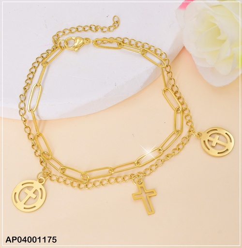 [AP04001175] PULSERA DOBLE DIJES CROQUI CRUZ/EN CIRCULO