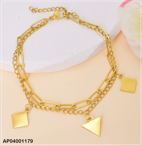 [AP04001179] PULSERA DOBLE PLACAS ROMBOS/TRIANGULOS