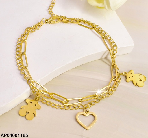 [AP04001185] PULSERA DOBLE DIJES CROQUI CORAZON/OSITO TOUCH