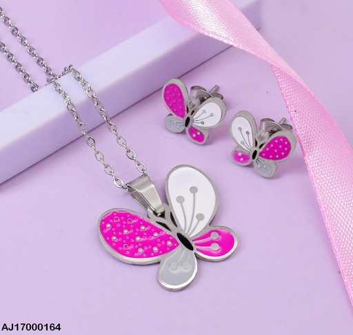 [AJ17000164] JUEGO PLATD. MARIPS ROSA-BLANCA-GRIS ALAS DIF. #0747162-180