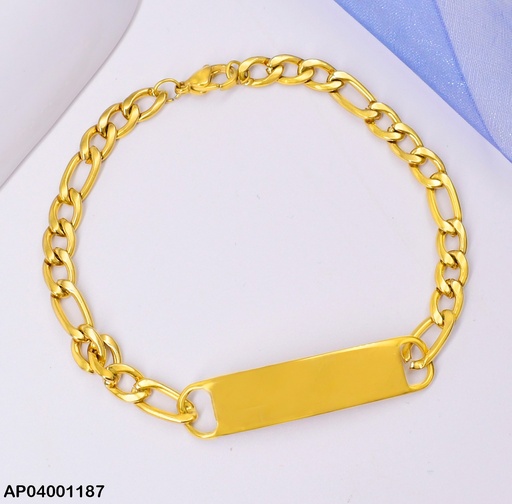 [AP04001187] PULSERA C/PLACA ESLAB⚪⚪⚪/ALARG 22CM LARGO