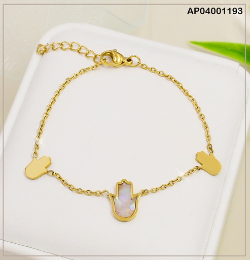 [AP04001193] PULSERA 3 MANITOS 2 PLACAS/NACAR