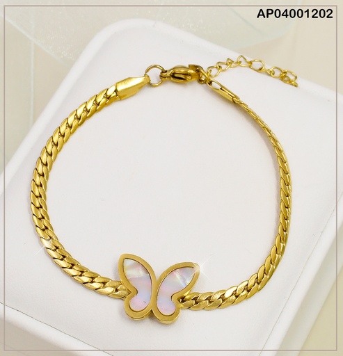 [AP04001202] PULSERA MARTILLADA CENTRO MARIPOSA NACAR