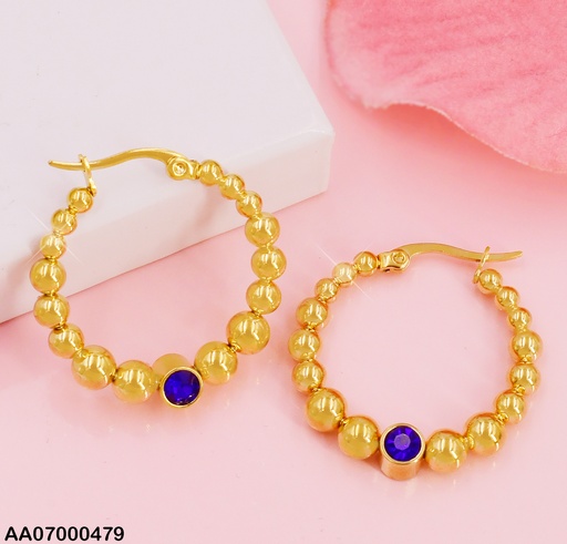 [AA07000479] ARGOLLAS ESFERAS ZIRC. RD AZUL # 078004-W07