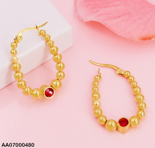 [AA07000480] ARGOLLAS ESFERAS ROMBO ZIRC. RD. ROJA # 077990-W07