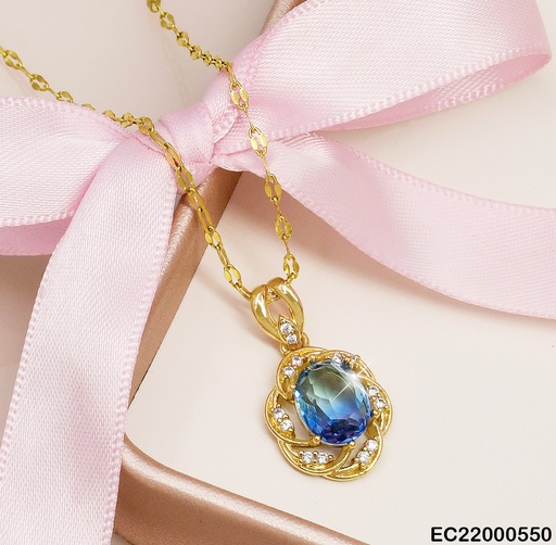 [EC22000550] CADENA C/DIJE ZIRC.COL.SURTIDOS BORDE DORADO