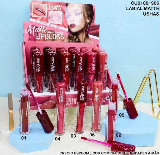 [CU01001906] LABIAL MATTE USHAS LG2519A SURTIDOS